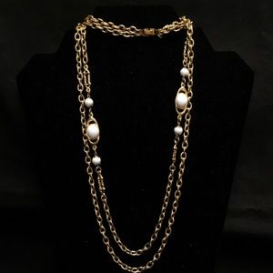 Vintage Gold and White Necklace, Korea